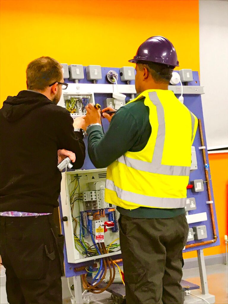 an electrician working